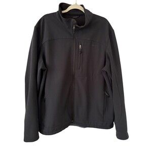 LL Bean Full Zip Windproof Soft Shell Jacket Men's XL Tall Black Fleece Lined